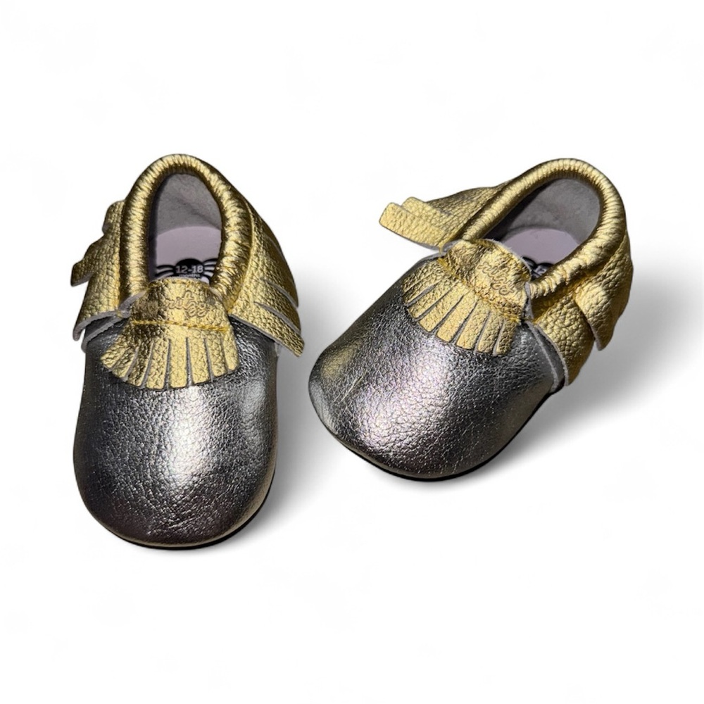 Chic Boutique Metallic Baby Silver Moccasins